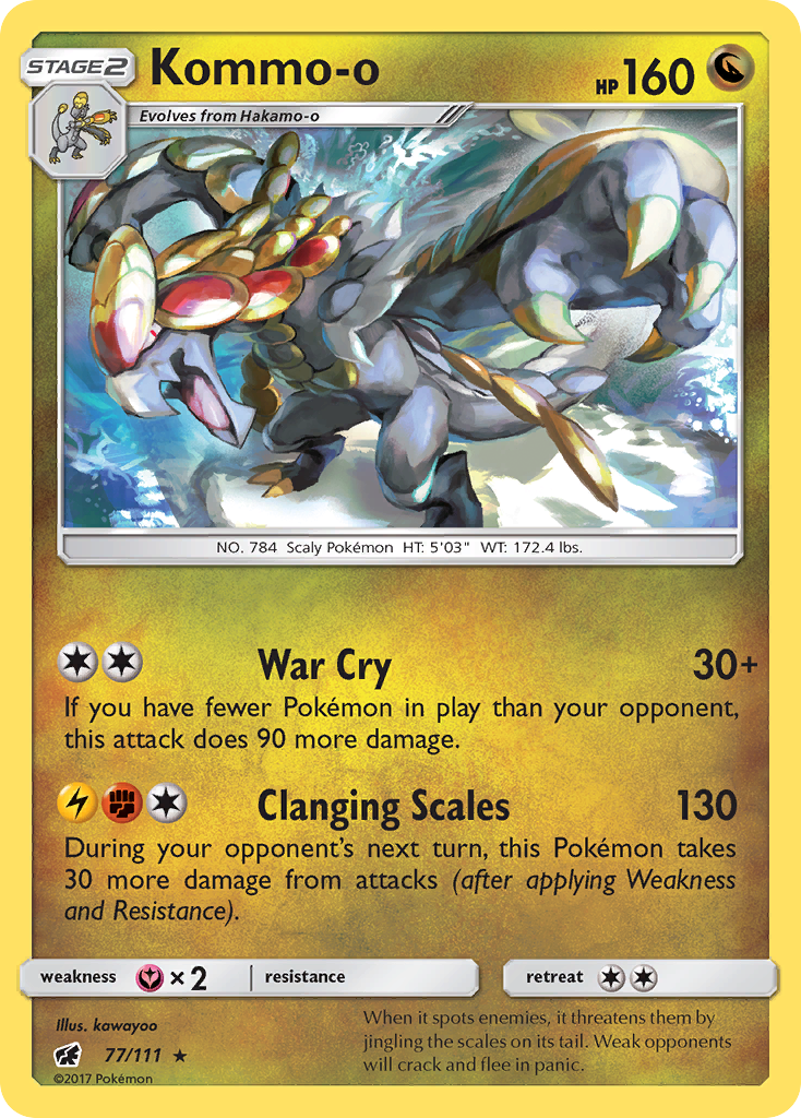 Kommo-o 77/111 Rare card from Crimson Invasion