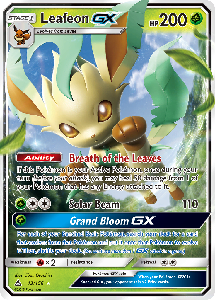Leafeon-GX 13/156 Rare Holo GX card from Ultra Prism