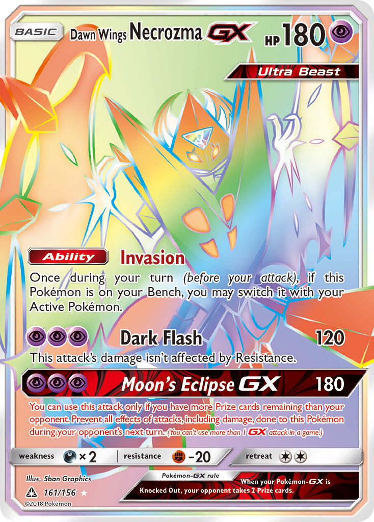 Dawn Wings Necrozma-GX 161 Rare Rainbow card from Ultra Prism