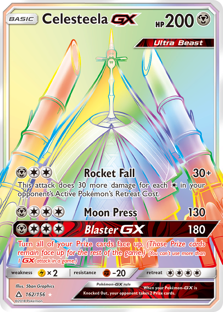 Celesteela-GX 162 Rare Rainbow card from Ultra Prism