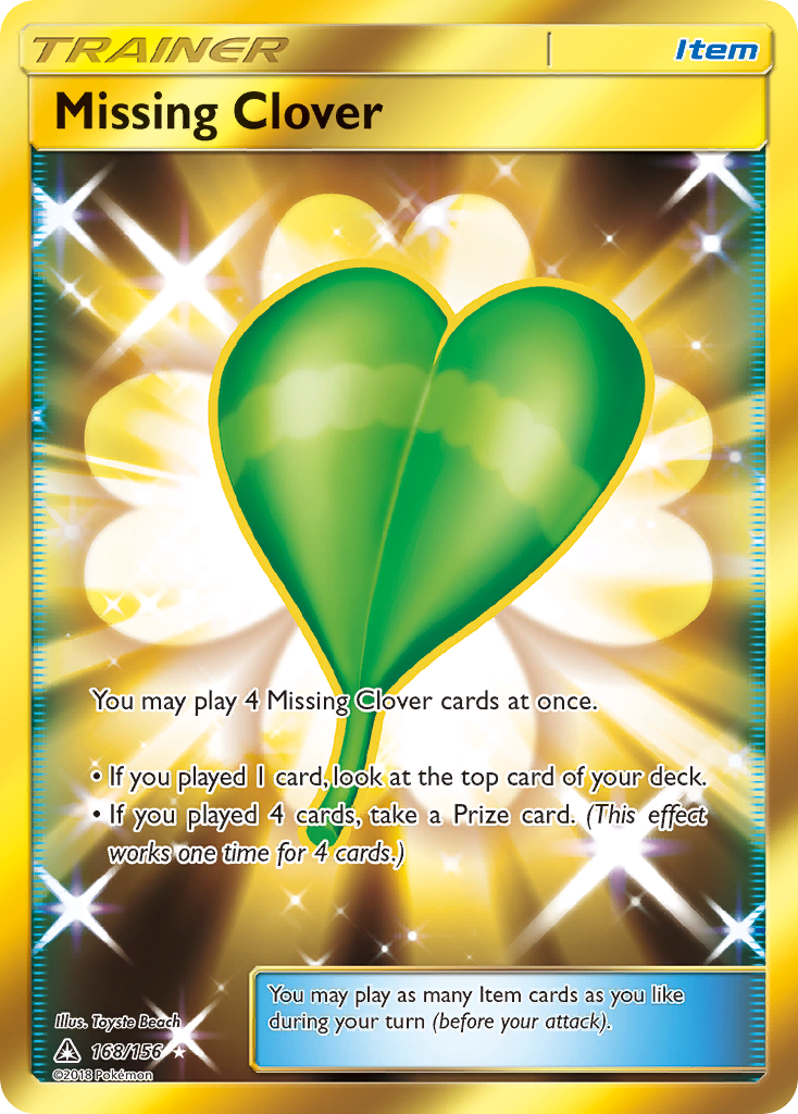 Missing Clover 168 Rare Secret card from Ultra Prism