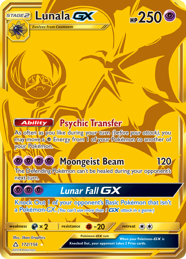 Lunala-GX 172/156 Rare Secret card from Ultra Prism