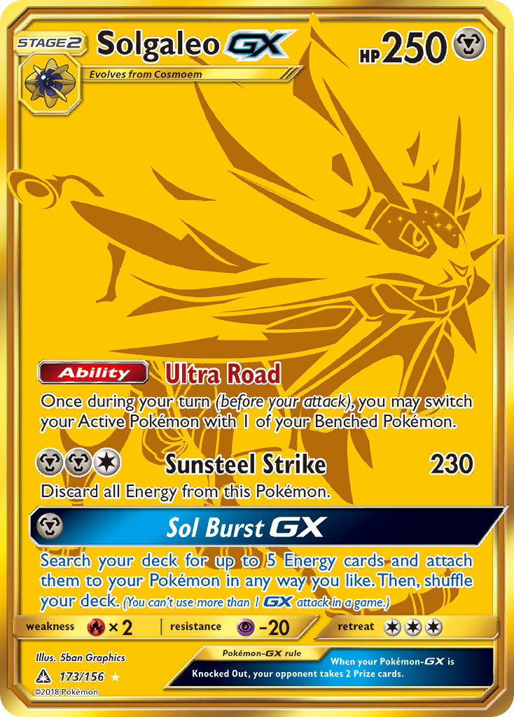 Solgaleo-GX 173/156 Rare Secret card from Ultra Prism
