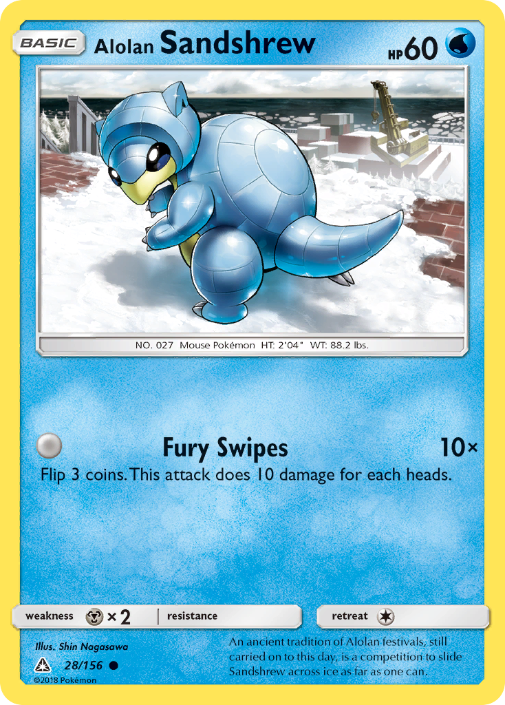 Alolan Sandshrew 28/156 Common card from Ultra Prism