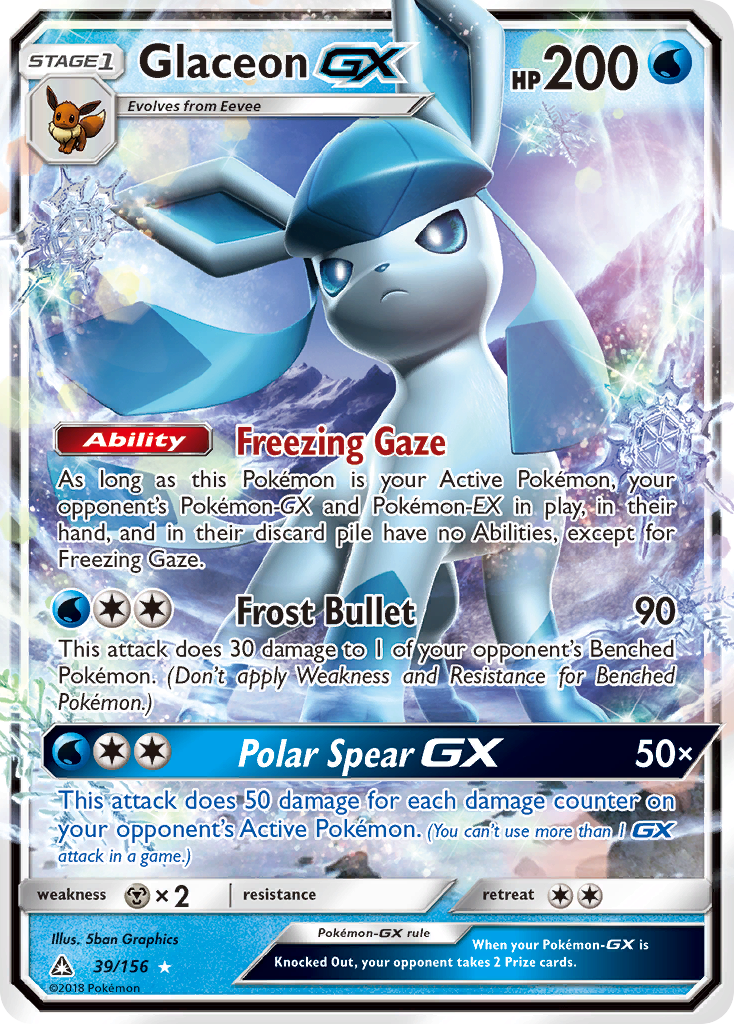 Glaceon-GX 39 Rare Holo GX card from Ultra Prism