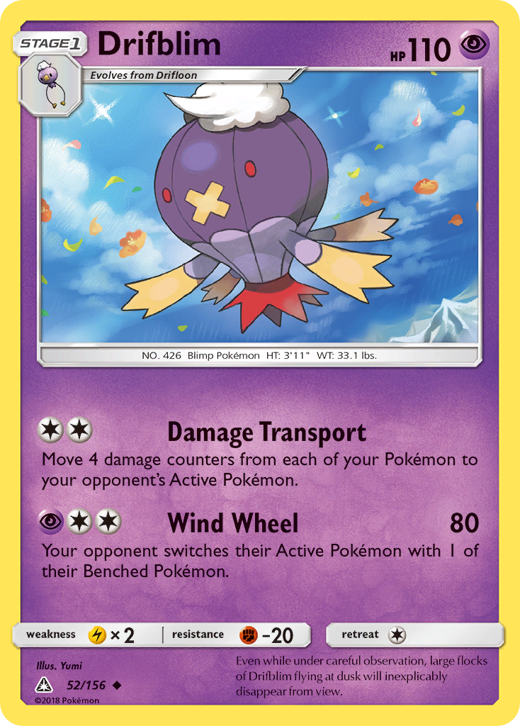 Drifblim 52 Uncommon card from Ultra Prism