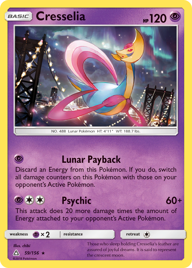 Cresselia 59 Rare Holo card from Ultra Prism