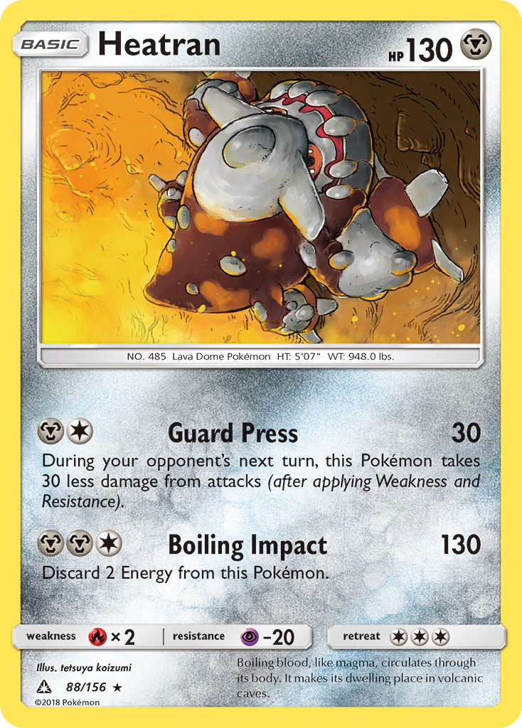 Heatran 88 Rare Holo card from Ultra Prism