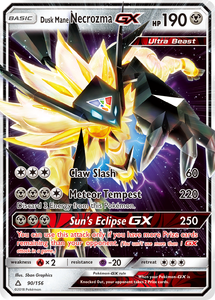 Dusk Mane Necrozma-GX 90/156 Rare Holo GX card from Ultra Prism