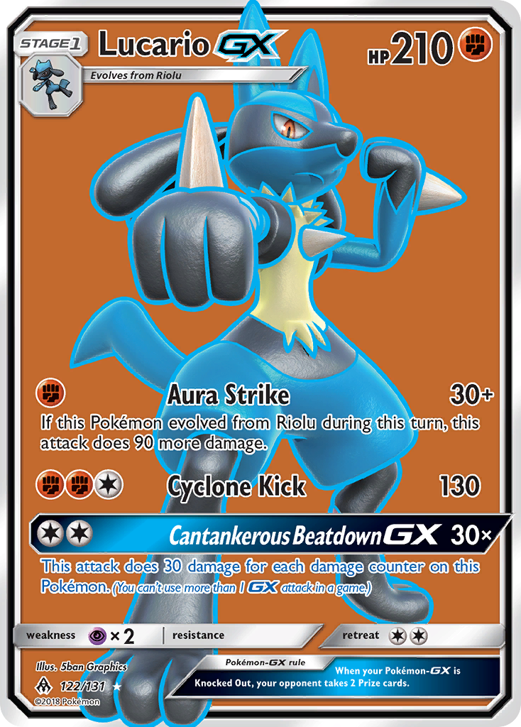 Lucario-GX 122 Rare Ultra card from Forbidden Light