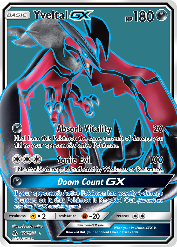 Yveltal-GX 124 Rare Ultra card from Forbidden Light