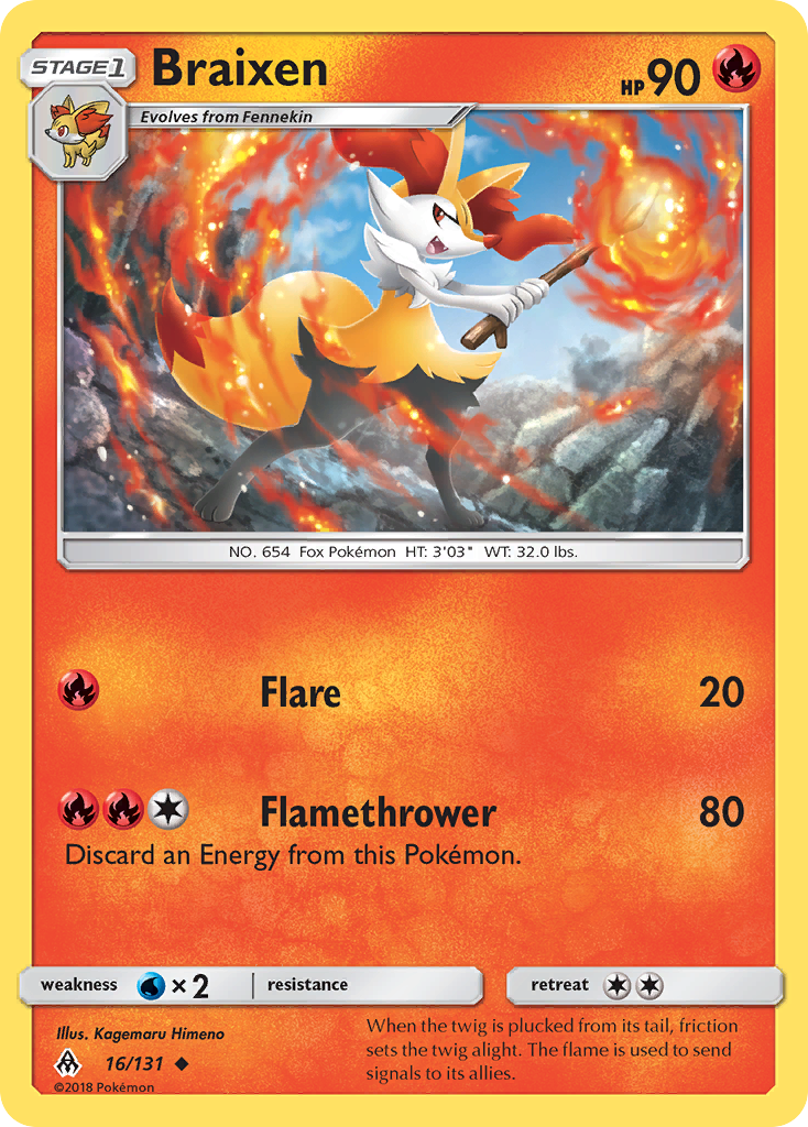 Braixen 16/131 Uncommon card from Forbidden Light