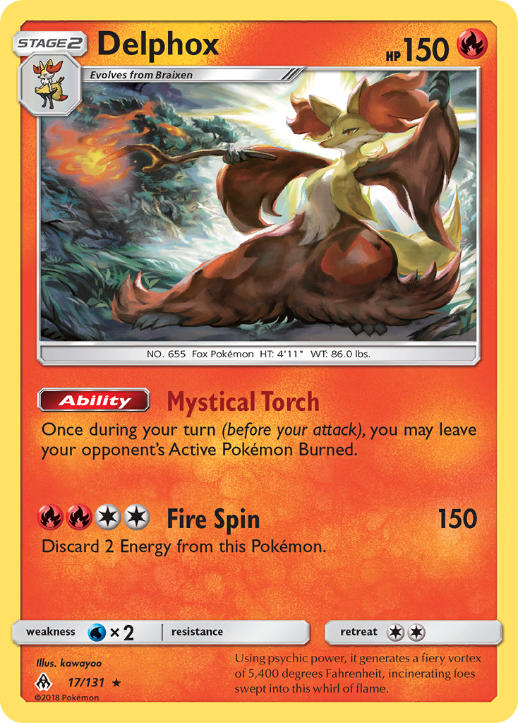 Delphox 17 Rare Holo card from Forbidden Light