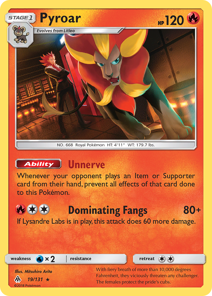 Pyroar 19 Rare Holo card from Forbidden Light