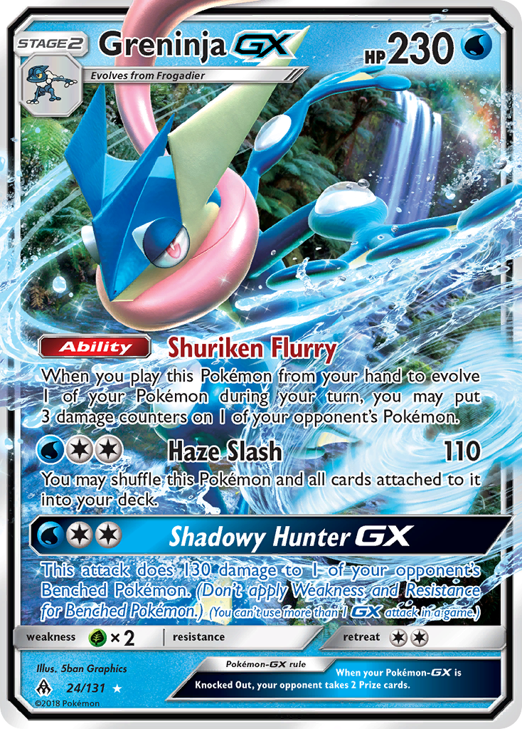 Greninja-GX 24/131 Rare Holo GX card from Forbidden Light