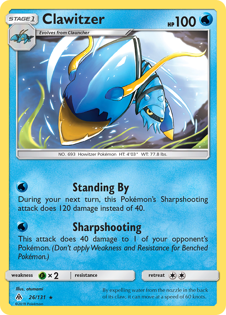 Clawitzer 26/131 Rare card from Forbidden Light