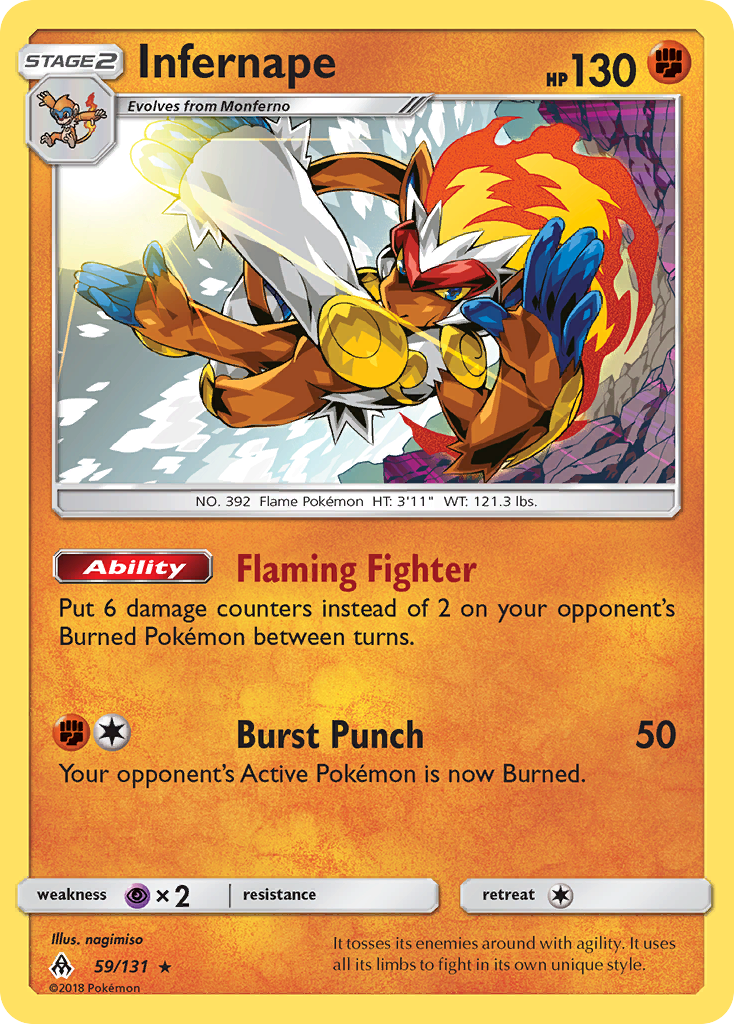 Infernape 59/131 Rare Holo card from Forbidden Light