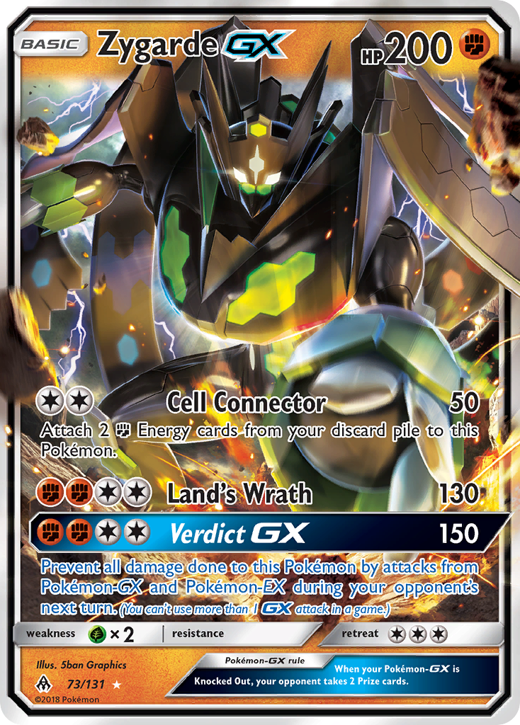 Zygarde-GX 73 Rare Holo GX card from Forbidden Light