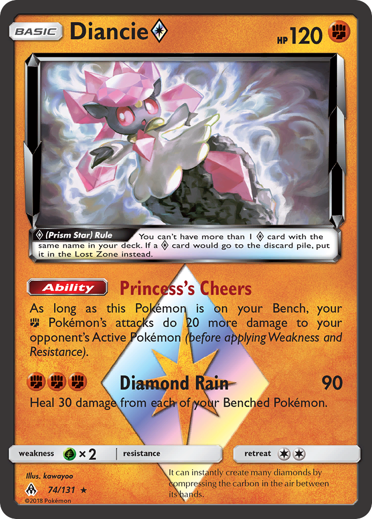 Diancie ◇ 74 Rare Prism Star card from Forbidden Light