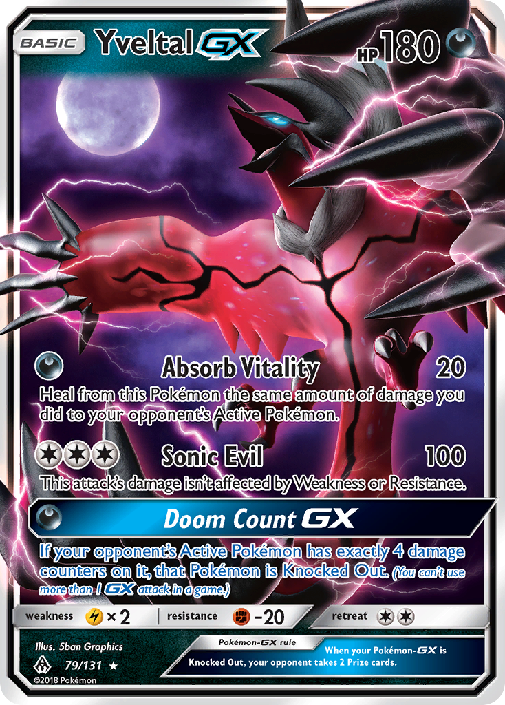 Yveltal-GX 79 Rare Holo GX card from Forbidden Light