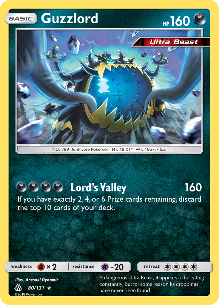 Guzzlord 80 Rare Holo card from Forbidden Light
