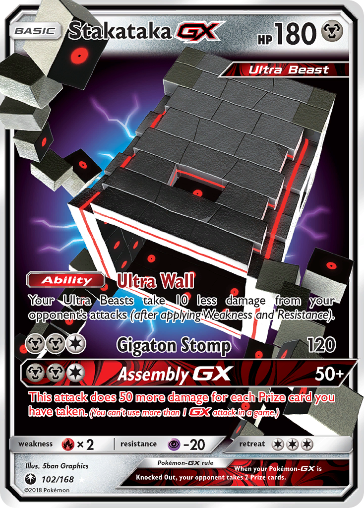 Stakataka-GX 102 Rare Holo GX card from Celestial Storm