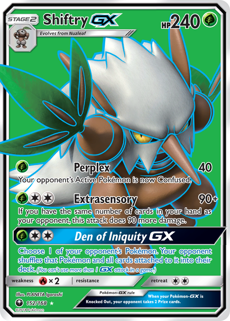 Shiftry-GX 152 Rare Ultra card from Celestial Storm