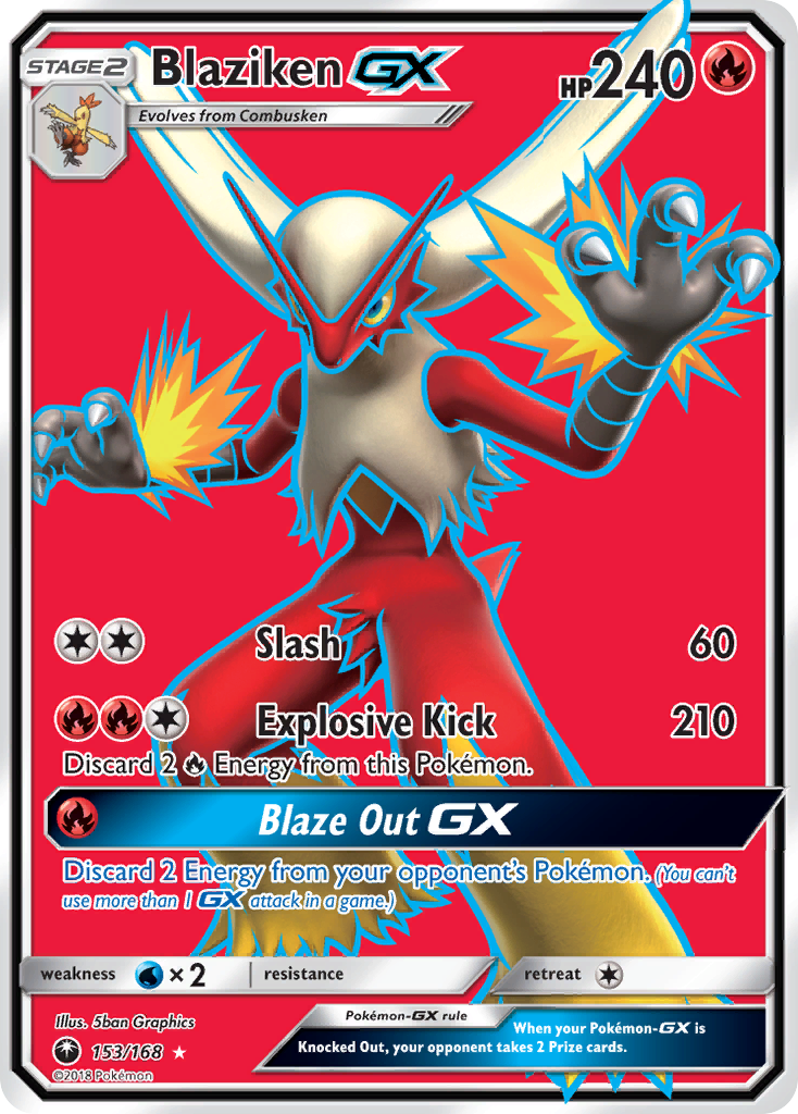 Blaziken-GX 153 Rare Ultra card from Celestial Storm