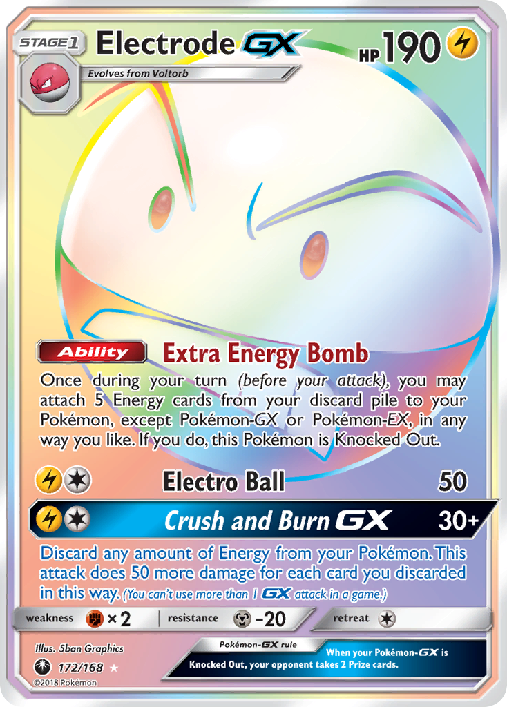 Electrode-GX 172/168 Rare Rainbow card from Celestial Storm