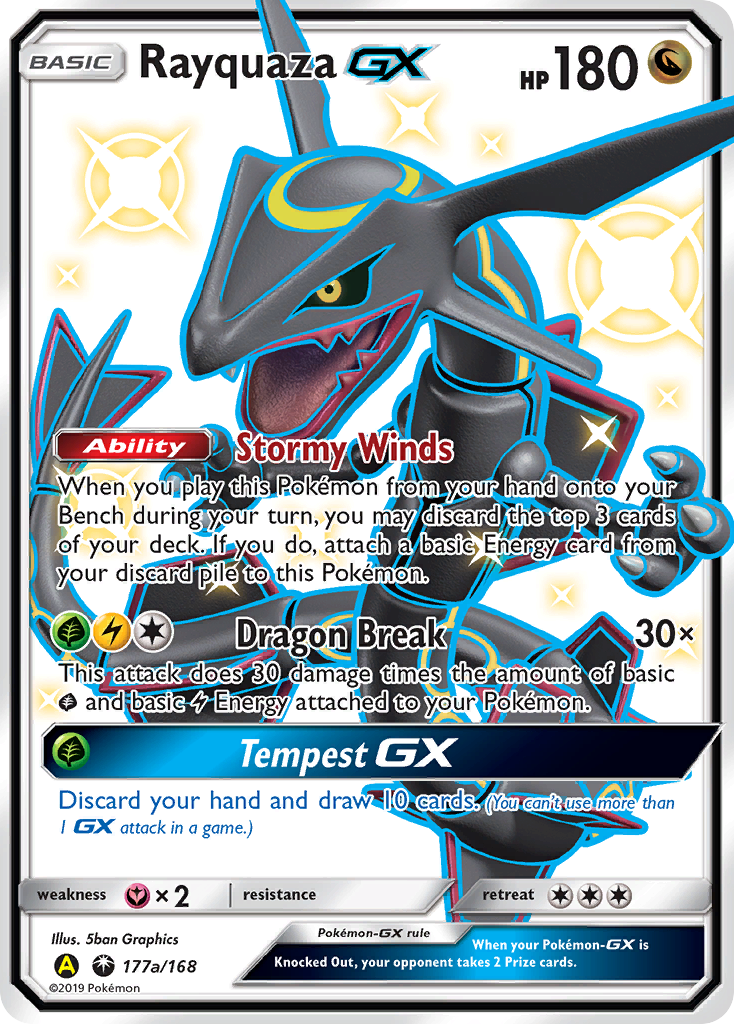 Rayquaza-GX 177a Rare Ultra card from Celestial Storm