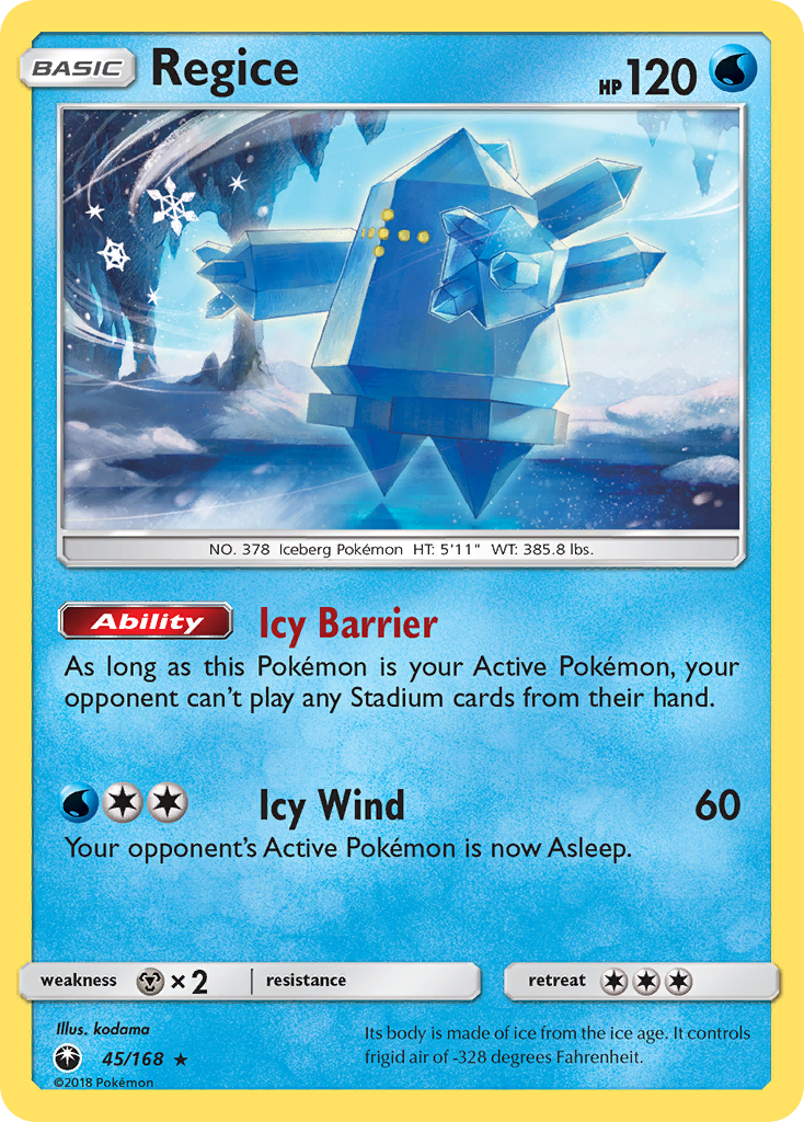 Regice 45 Rare card from Celestial Storm