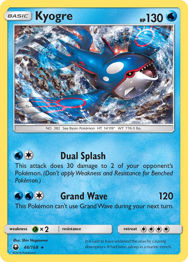 Kyogre 46/168 Rare Holo card from Celestial Storm