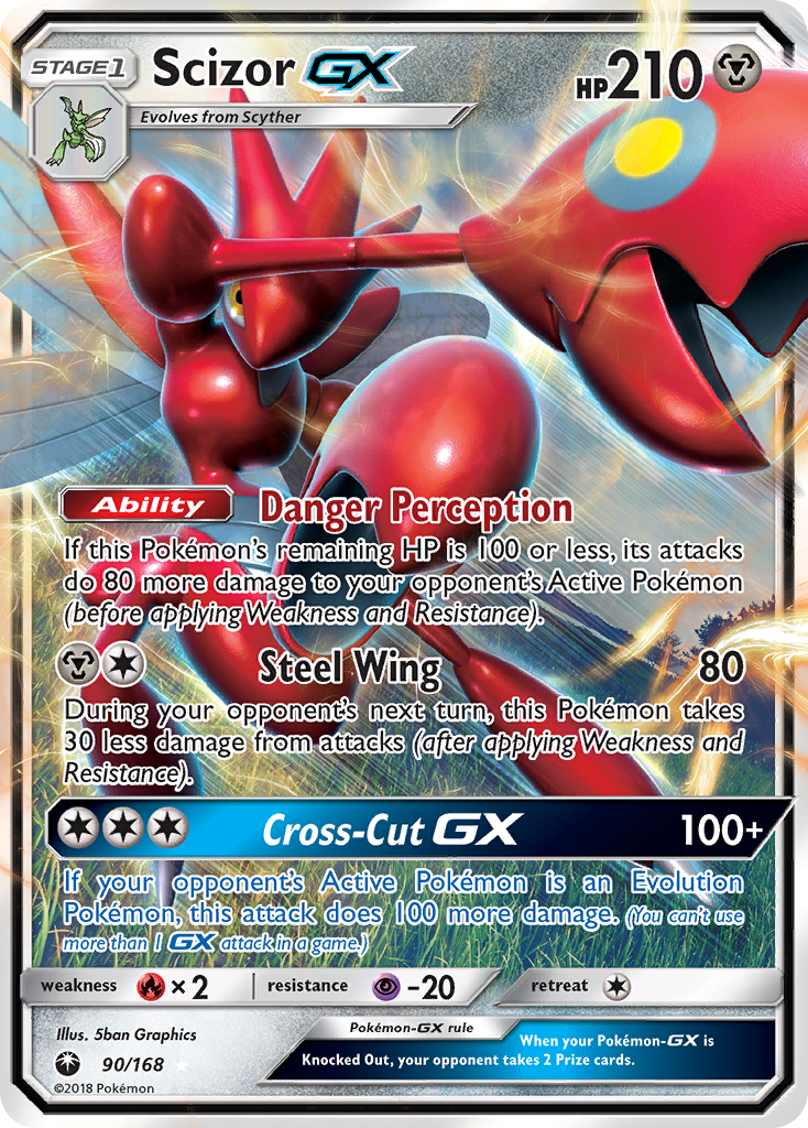Scizor-GX 90 Rare Holo GX card from Celestial Storm