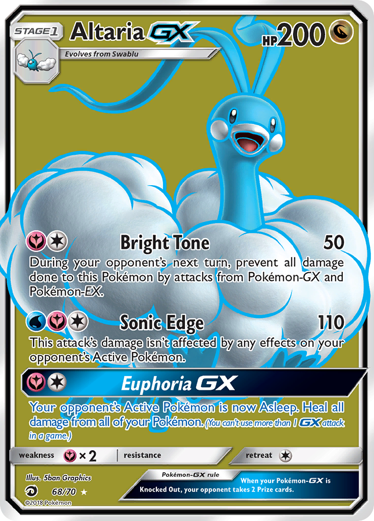 Altaria-GX 68 Rare Ultra card from Dragon Majesty