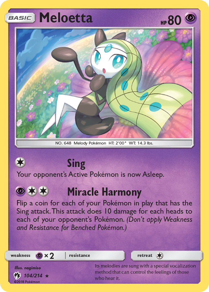 Meloetta 104 Rare card from Lost Thunder