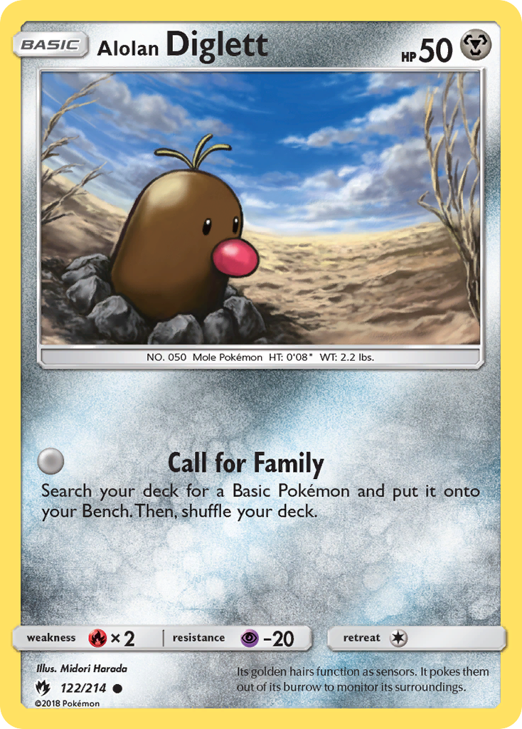 Alolan Diglett 122 Common card from Lost Thunder