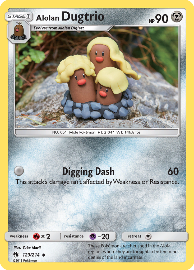 Alolan Dugtrio 123/214 Uncommon card from Lost Thunder