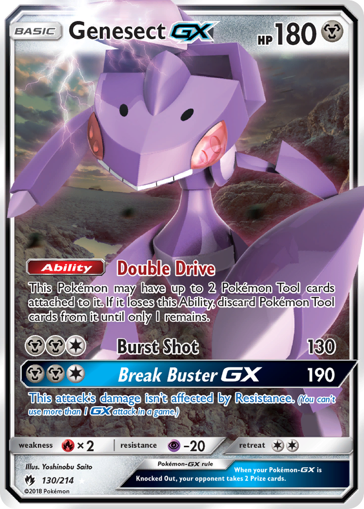 Genesect-GX 130 Rare Holo GX card from Lost Thunder