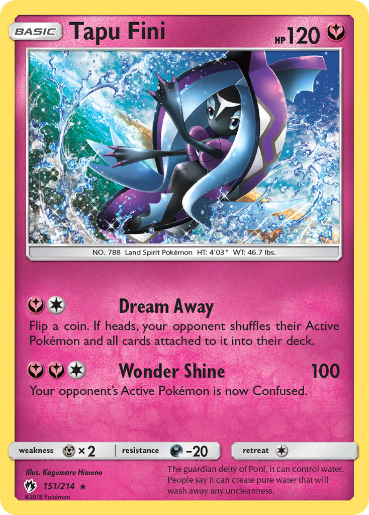 Tapu Fini 151/214 Rare Holo card from Lost Thunder