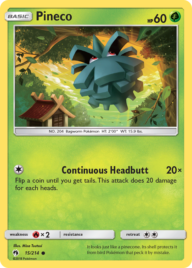 Pineco 15 Common card from Lost Thunder