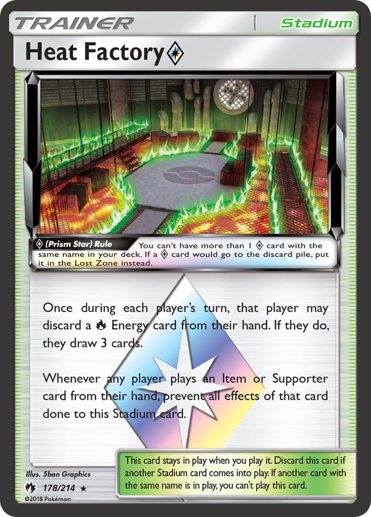 Heat Factory ◇ 178 Rare Prism Star card from Lost Thunder