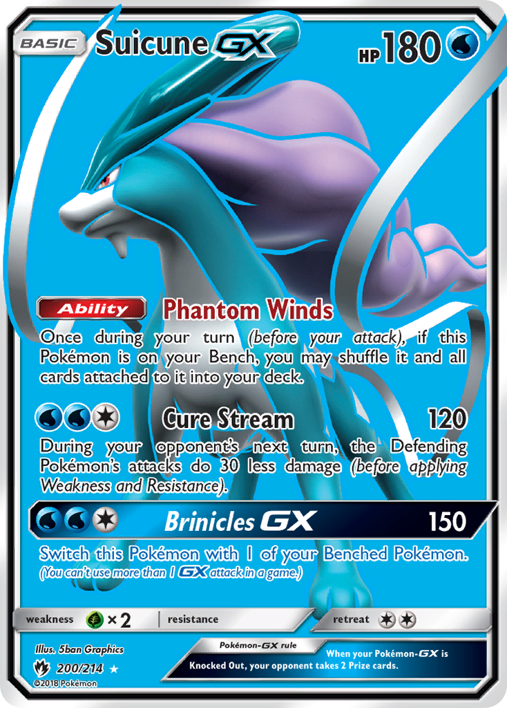 Suicune-GX 200 Rare Ultra card from Lost Thunder