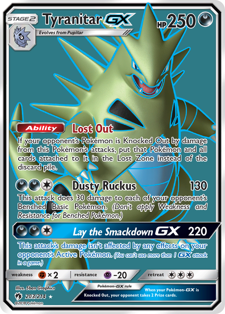 Tyranitar-GX 203 Rare Ultra card from Lost Thunder