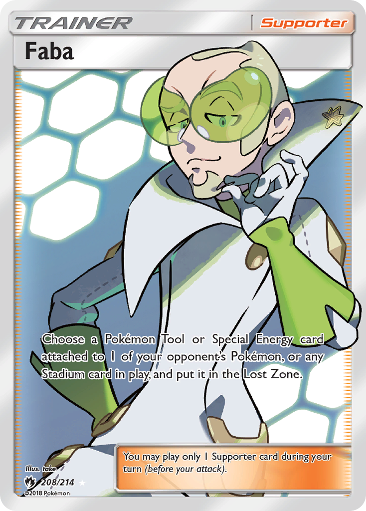 Faba 208/214 Rare Ultra card from Lost Thunder