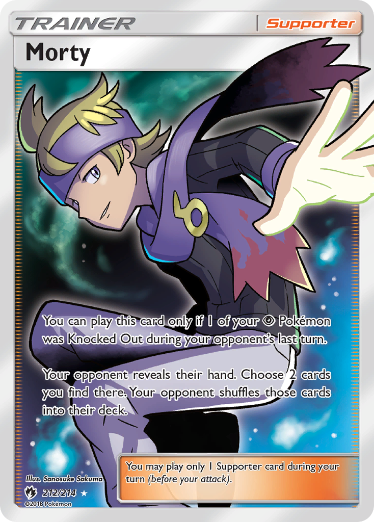 Morty 212/214 Rare Ultra card from Lost Thunder
