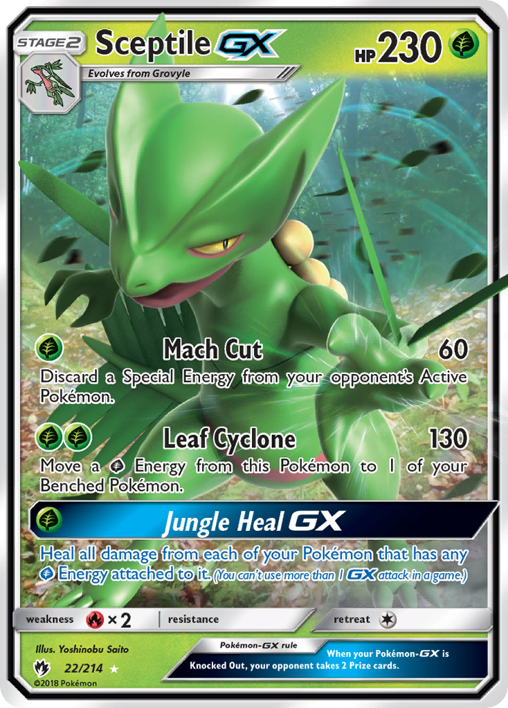 Sceptile-GX 22 Rare Holo GX card from Lost Thunder