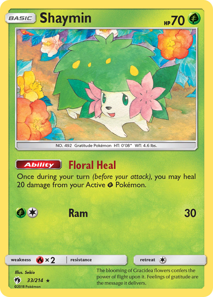 Shaymin 33 Rare Holo card from Lost Thunder
