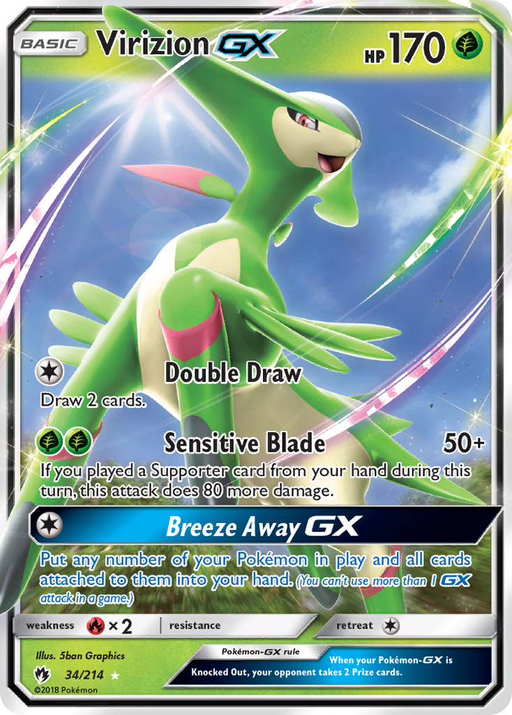 Virizion-GX 34 Rare Holo GX card from Lost Thunder