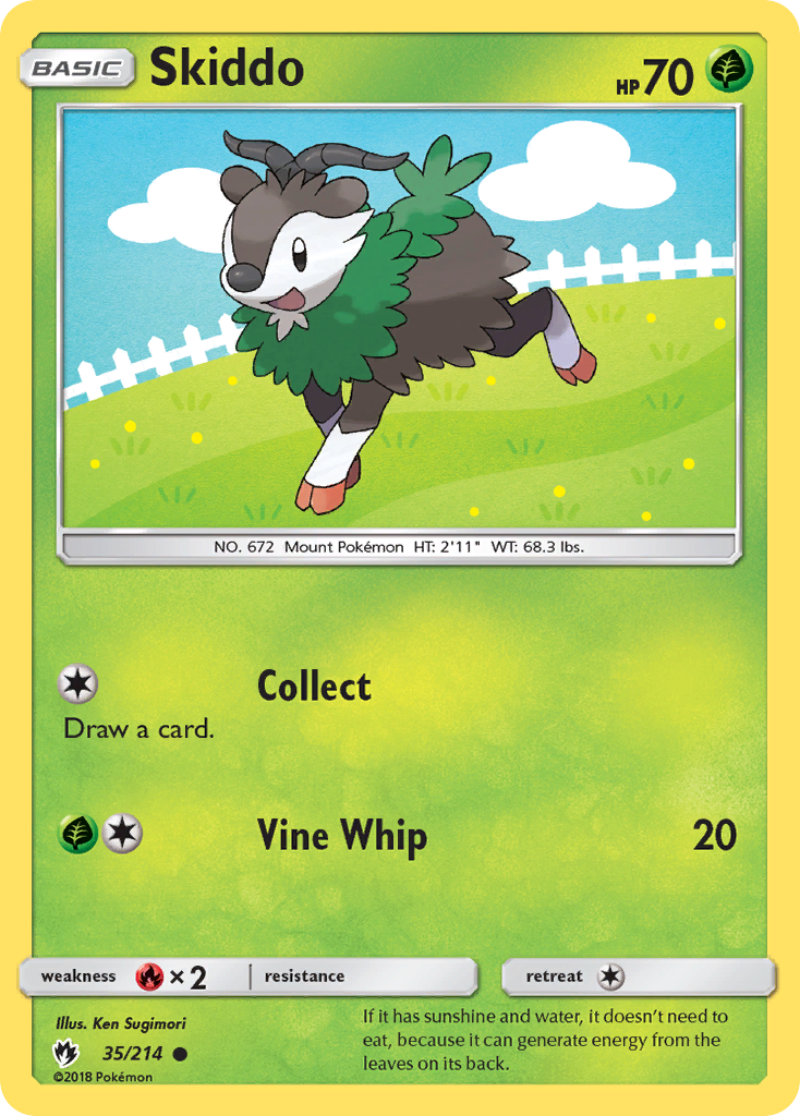 Skiddo 35/214 Common card from Lost Thunder