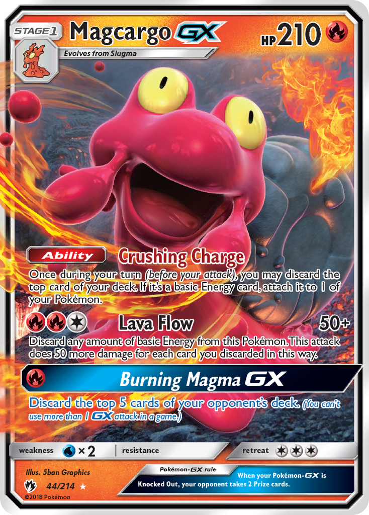 Magcargo-GX 44/214 Rare Holo GX card from Lost Thunder